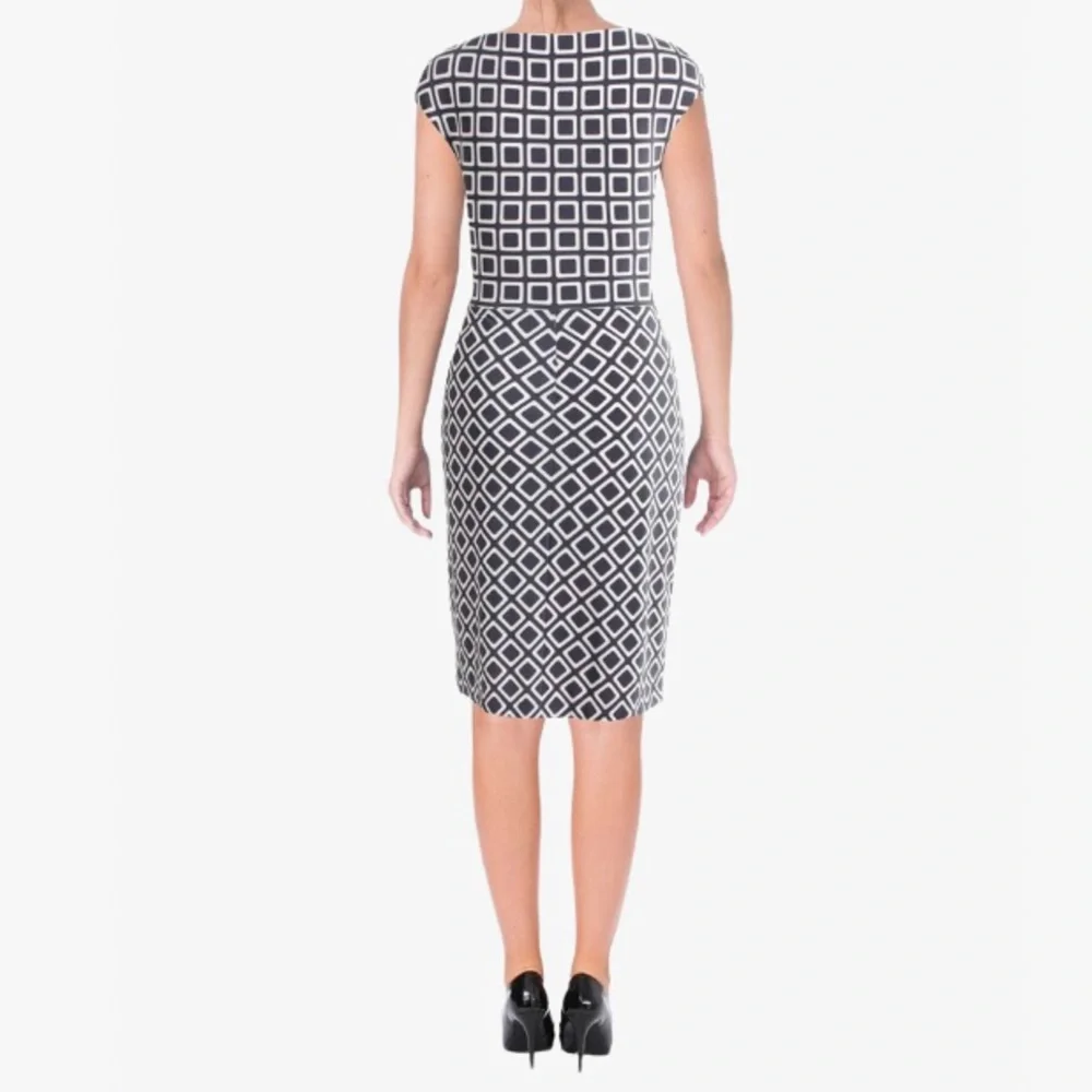 Ralph Lauren Sheath Geo Print Women’s Midi Dress - 10/12 - Picture 3 of 17